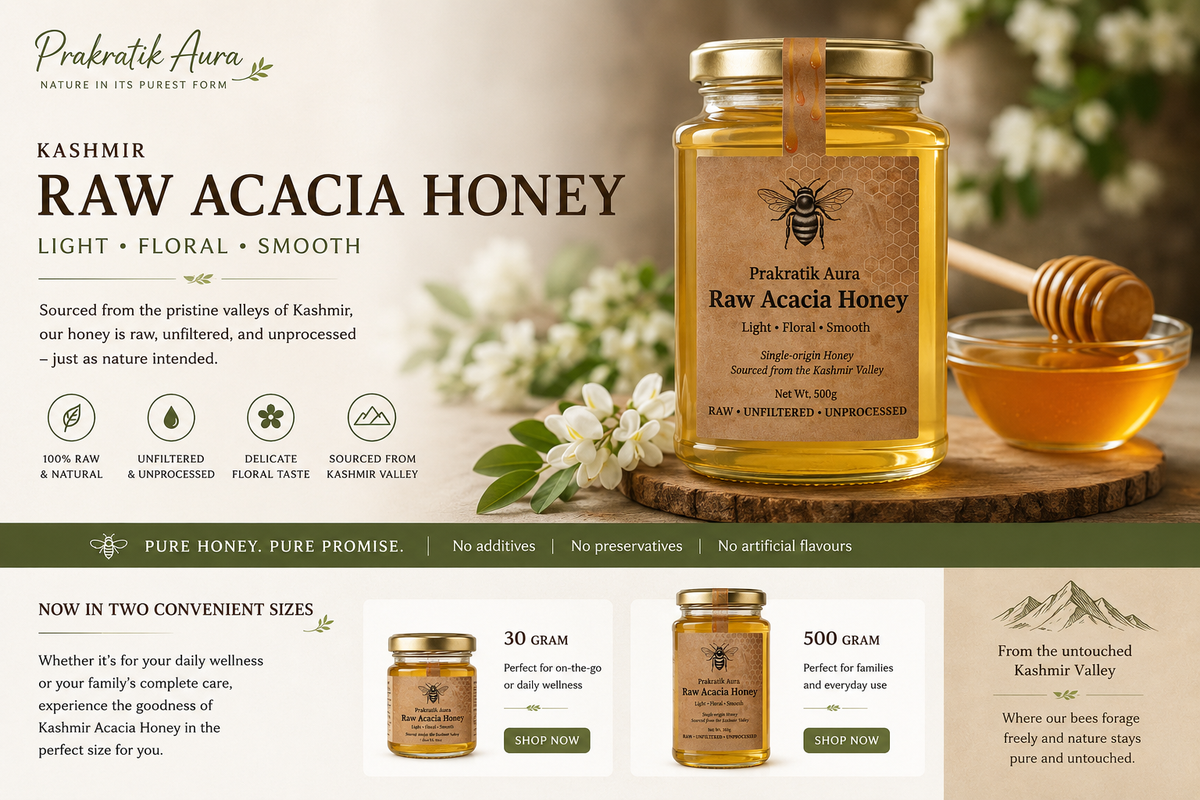 Kashmir Acacia Honey (Raw, Light & Export Quality)